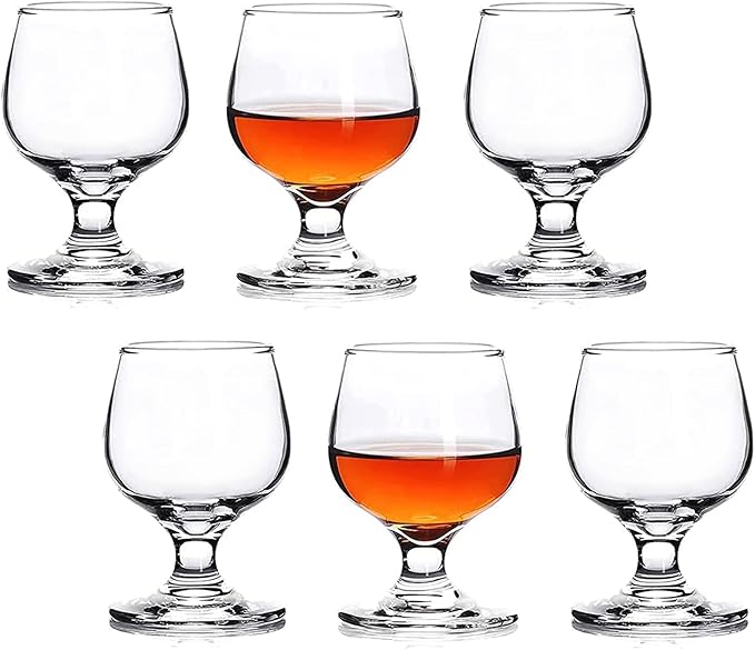 Shot Glass Set of 6 - Clear Cute Shot Glasses, Perfect for Tasting Brandy, Glass Snifters