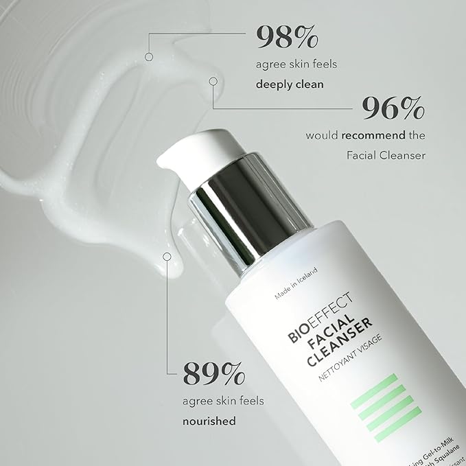 Bioeffect Facial Cleanser, Gel-to-Milk Face Wash & Gentle Makeup Remover with Moisturizing Squalane