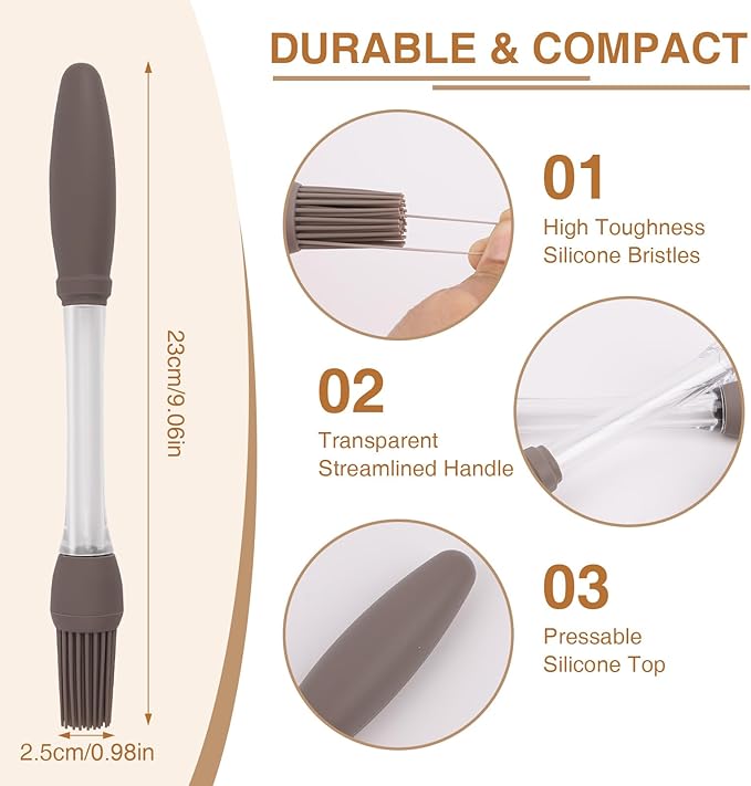 8 Pcs Silicone Brush Cooking Set, Heat Pastry Basting Brush for Home Outdoor Use Cooking BBQ Barbecue Baking