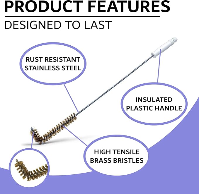 L-Shaped Deep Fryer Cleaning Brush, Up to 750F High Heat Resistant Metal Bristles Fryer Cleaning Brush for Food Debris, Grease Build-Up in Kitchen & Restaurant Deep Fryers Coil by FryOilSaver Co. B53C