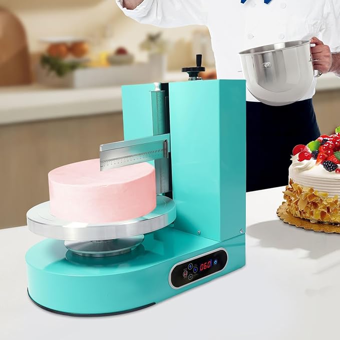 Cake Decorating Machine, Automatic Cake Cream Spreading Machine 200W for 4-12" Cakes, Cake Frosting Machine, 60-320rpm Rotating Speed, Turntable with Adjustable Scraper, LCD Display (Green)