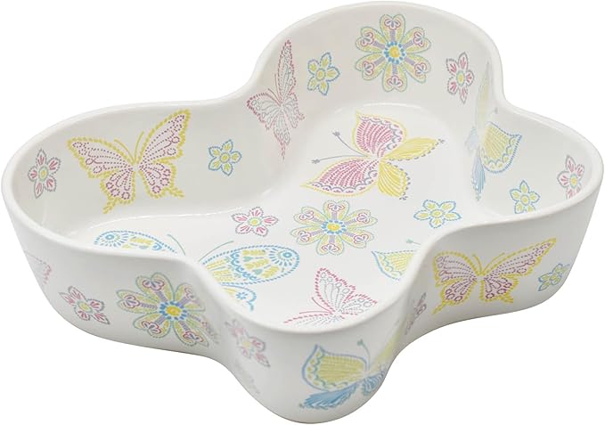 temp-tations by Tara Ceramic Pie Pan for Baking 10", Colorful All A-Flutter - Deep Stoneware Pot or Apple Pie Dish, Quiche Baking Dish, Scalloped Non-Stick Fluted Tart Cake Pan Oven Plate Mold