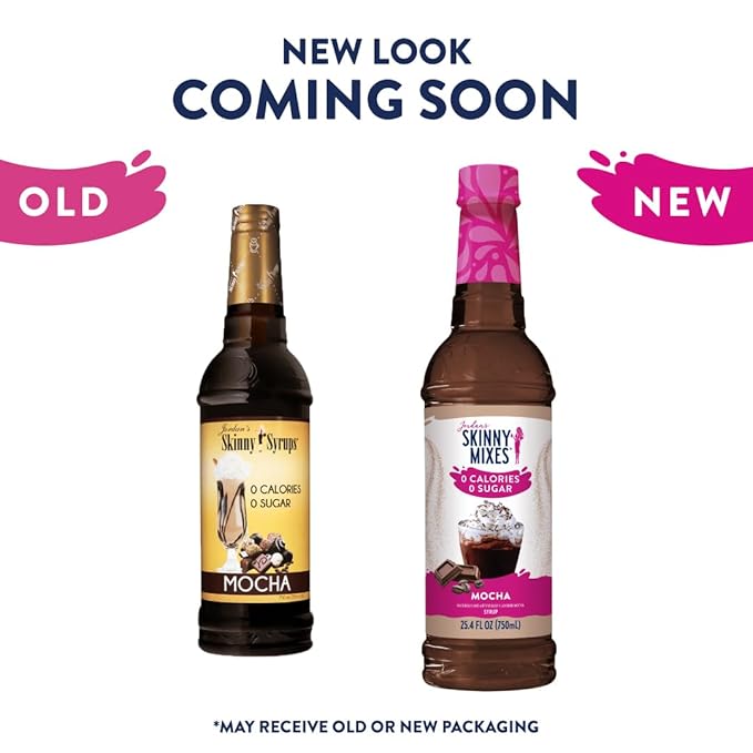 Jordan's Skinny Syrups Sugar Free Coffee Syrup, Mocha Flavor Drink Mix, Zero Calorie Flavoring for Chai Latte, Protein Shake, Food & More, Gluten Free, Keto Friendly, 25.4 Fl Oz, 1 Pack