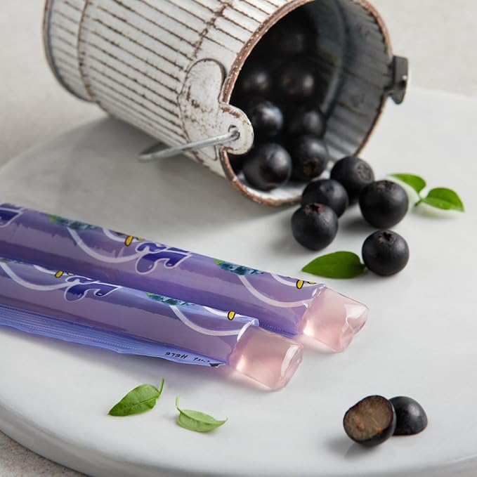 Fruit Jelly Straw - Assorted Flavors (Peach, Mango, Blueberry, Lychee) (Blueberry)