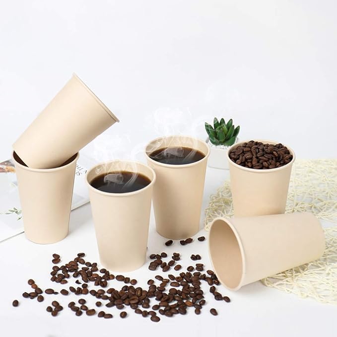 Disposable Coffee Cups Paper Cups Coffee Cups, Brown Hot Cups 120 Count 10 oz Water cups