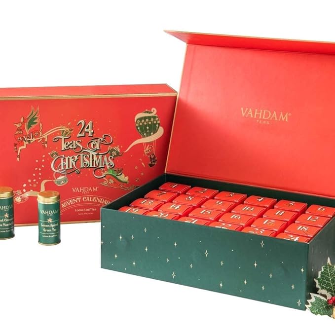 VAHDAM, Advent Calendar 2025 | 24 Unique Loose Leaf Tea - Exclusive Holiday Tea Gift Set | Christmas Advent Calendar 2025 for Adults | Advent Calendar 2025 Adult Women & Men