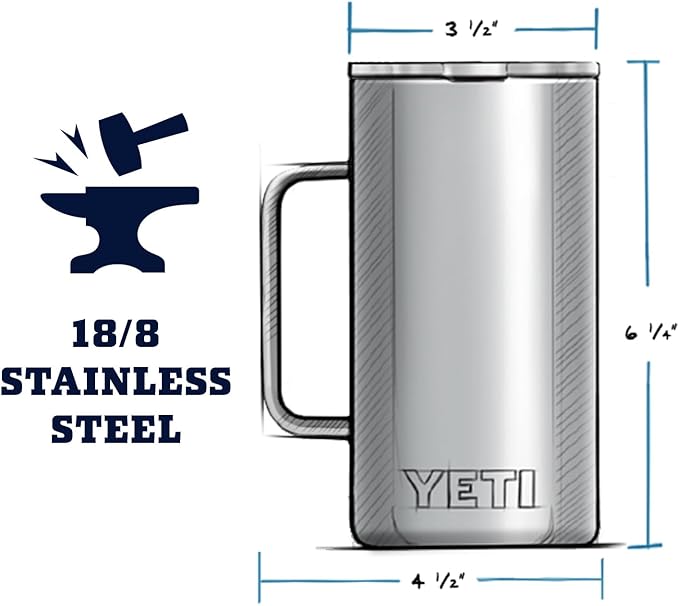 YETI Rambler 24 oz Mug, Vacuum Insulated, Stainless Steel with MagSlider Lid