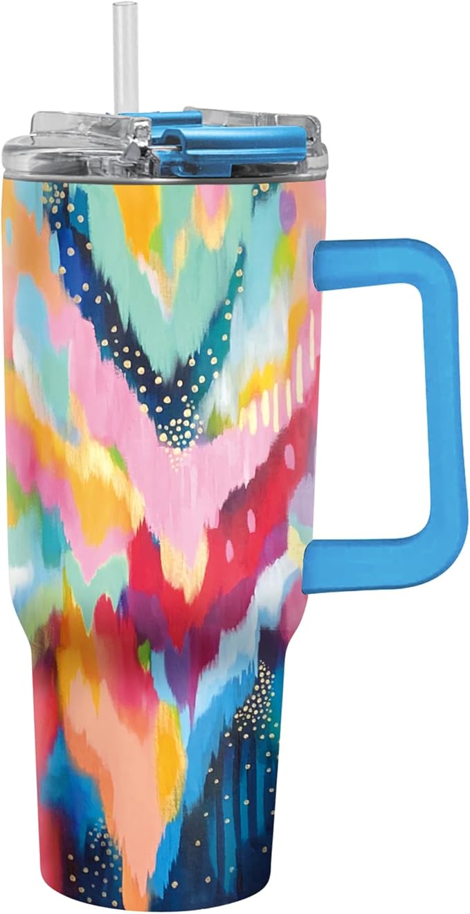 RainCaper 18/8 Stainless Steel Insulated Water Tumbler with Straw | 30oz, BPA-Free, Double Wall for Hot & Cold | Travel-Friendly, Cup Holder Ready (EttaVee Brush 100)