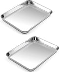 P&P CHEF 10.5 Inch Baking Cookie Sheet, Oven Pan Tray Stainless Steel Sheet Pan for Kitchen, Oven Bakeware for Multi Uses, Shiny Look & Dishwasher Safe, Healthy & Heavy Duty, 2Pcs