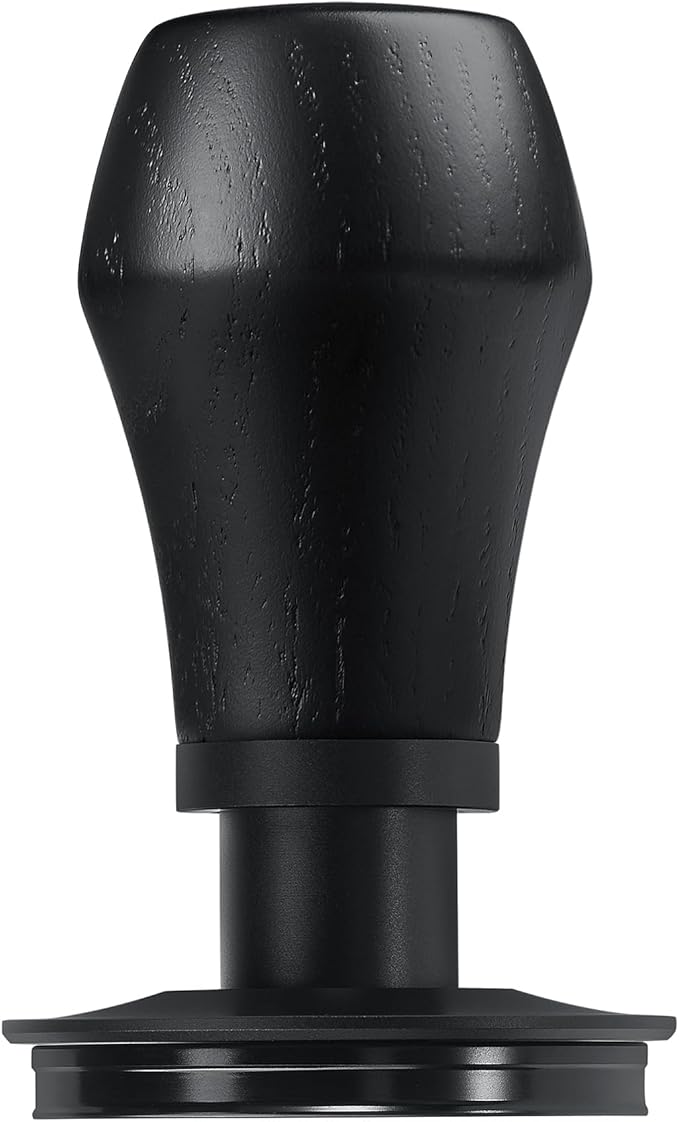 Normcore 53.3mm Espresso Coffee Tamper V4 - Spring Loaded Tamper With Titanium PVD Coating Ripple Base -15lb / 25lb / 30lbs Replacement Springs, Genuine Black Oak Wood Handle