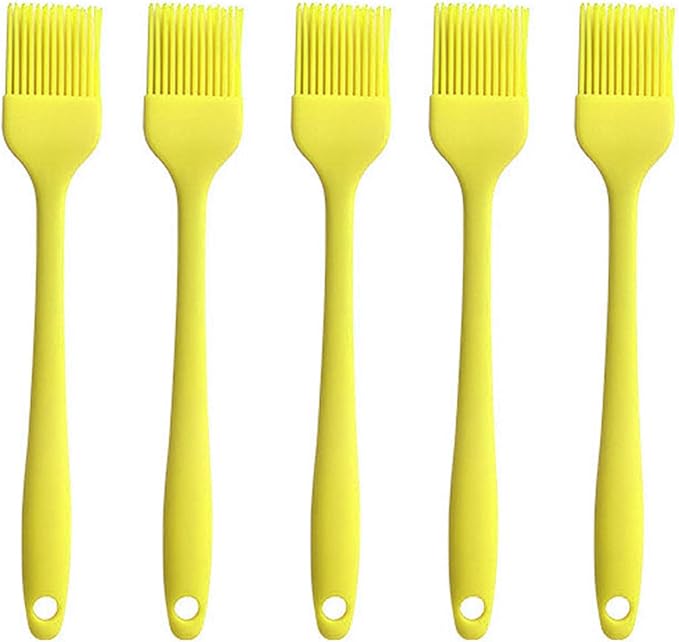 Silicone brush, Oil Brush for BBQ Kitchen Cooking Baking and Grilling (5 PCS,yellow)