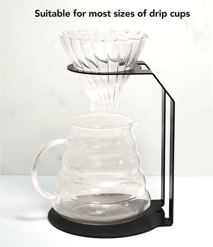 Tissting Pour Over Coffee Station Iron Pour Over Coffee Stand Dripper Rack Coffee Filter Holder for Home Cafe Office Black(18.3x14.4x14cm/7.2x5.7x5.5in)