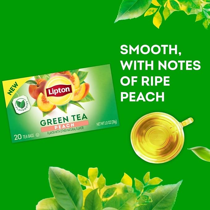 Lipton Honey Ginger Green Tea, Lemon Green Tea, & Peach Green Tea 20 CT (3ea) (Variety Pack)