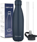 Insulated Water Bottle, 17oz Stainless Steel Water Bottles with straw lid, Metal Sports Water Bottles for Boys,Girls, Double Wall Vacuum BPA-Free Flask for School, Sports (Dark blue)