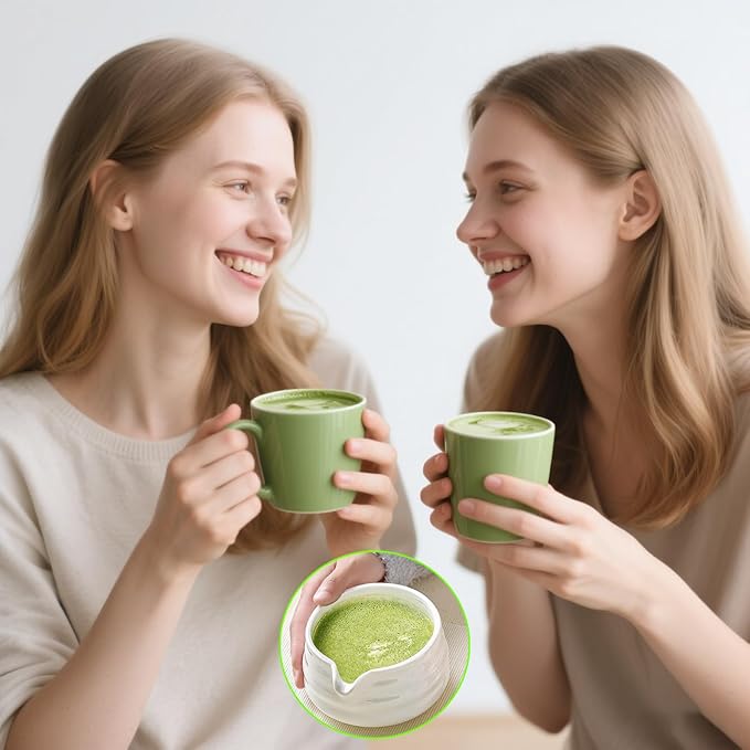 White Matcha Bowl with Spout - Chawan - Ceramic Matcha Bowls - Japanese Traditional Macha Tea Bowl for Mixing - Matcha Cup - Matcha Accessories - More Durable than Glass