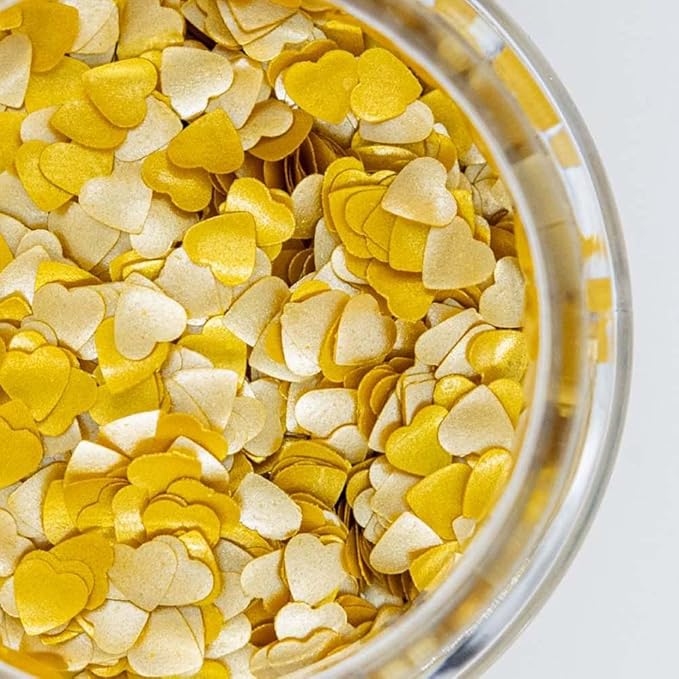 Edible Glitter Heart Sprinkles for Cookie Decorating Edible Glitter for Drinks Fancy Gold Sprinkles for Cake Decorating Drink Glitter Edible Cake Decorations Edible Glitter for Cakes Vegan Sprinkles