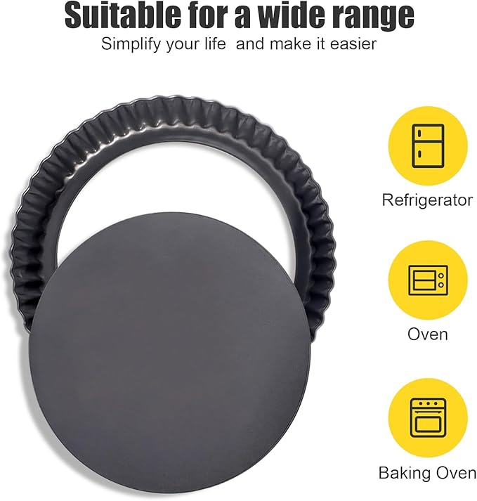 7 Inch Tart Pan Fluted Fruit Pie Pans with Removable Base Nonstick Coating Tarts Molds for Baking Supply For Pizza Tartlet Cake Quiche