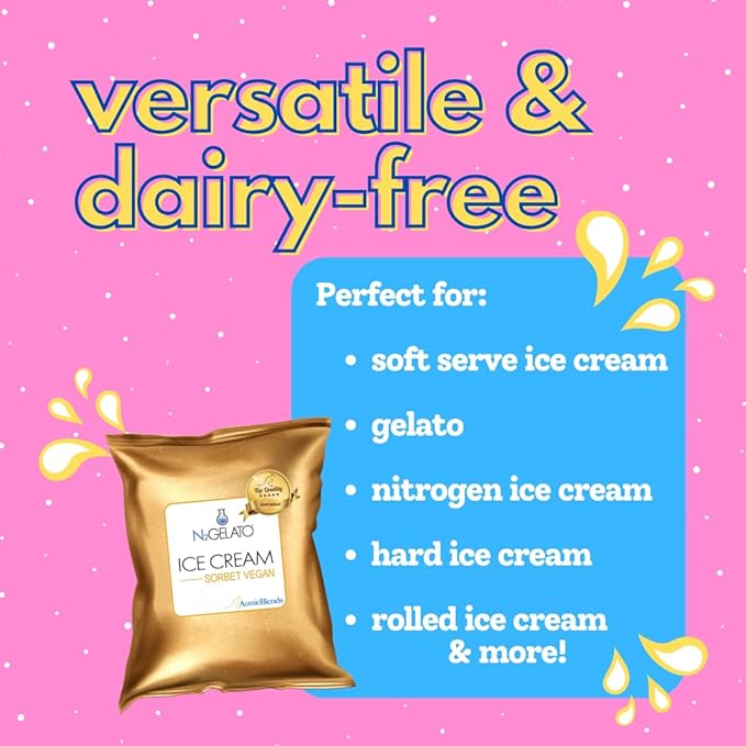 AussieBlends Sorbet Mix, Vegan Dairy Free Ice Cream Mix for Sorbet Maker | Soft Serve, Rolled Ice Cream, Gelato, Liquid Nitrogen Ice Cream, and Scooped Ice Cream Base | 1-Pack, Imported