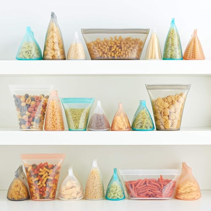 Zip Top Reusable Food Storage Bags | Medium Cup [Lavender] | Silicone Meal Prep Container | Microwave, Dishwasher and Freezer Safe | Made in the USA