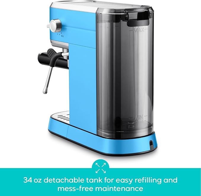CASABREWS CM5418 Espresso Machine 20 Bar, Stainless Steel Espresso Maker with Milk Frother Steam Wand, Professional Coffee Machine with 34oz Removable Water Tank, Baby Blue