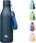 Insulated Water Bottle with Strap,18 oz Double Wall Stainless Steel Vacuum Bottles Metal Water Flask,Navy Blue