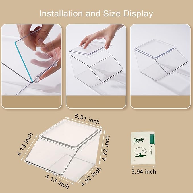 Stackable Tea-Bag Holder Organizer - Box Storage Organizer, Clear Coffee and Tea Organizer for Counter Tops, Kitchen Cabinets, Pantry, 2 Pack