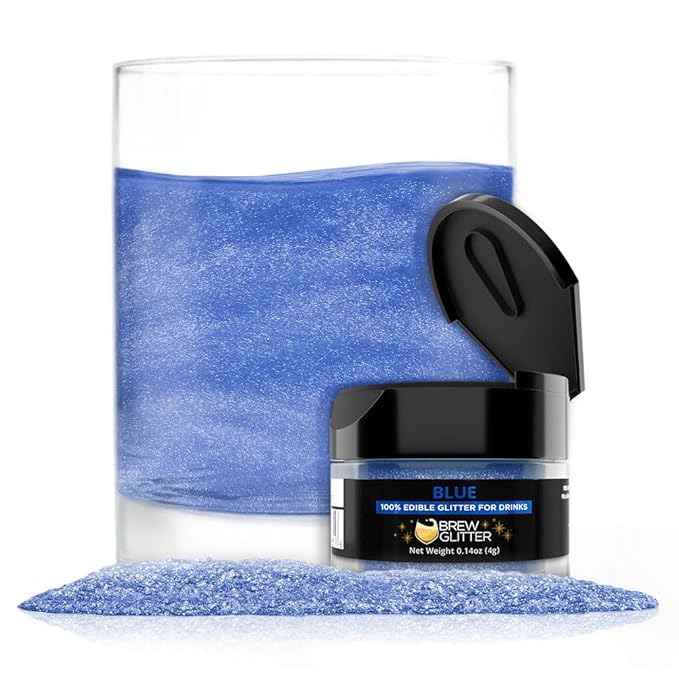 Brew Glitter Blue Edible Drink Glitter 1x 4g Jar for Cocktails, Beer, & Beverages