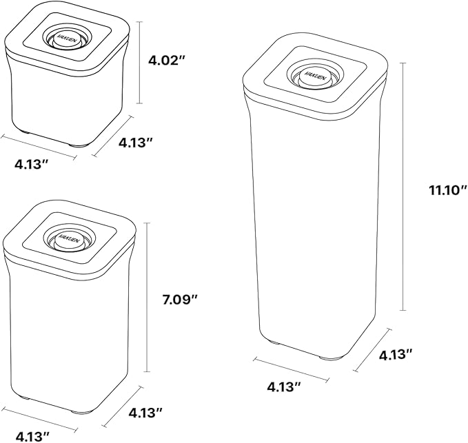 Premium Airtight Food Storage Containers, Square-S 3PC-SET, Smart One-Click Seal Lid, No Hinges, 100% Leak Proof, BPA-FREE, Dishwasher, Freezer & Microwave Safe