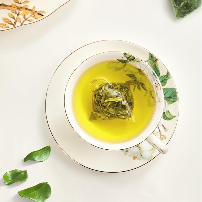XIEJINJI Green Tea, 3.2g*40 Tea Bags, Whole Leaf Tea, No Sugar - No Additives, see-through compostable teabags