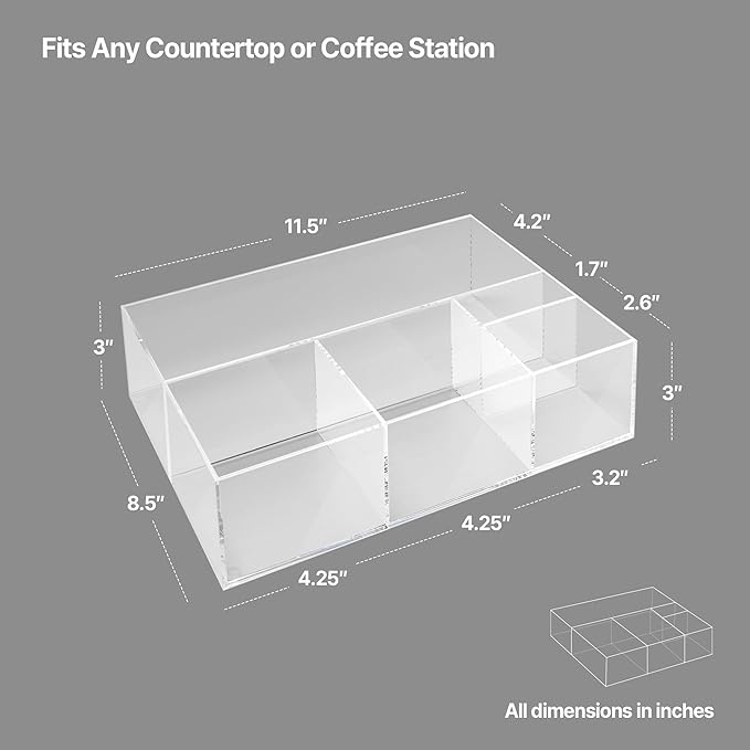 Acrylic Coffee Bar Station – Snack Tea Organizer & Storage Holder for Office Coffee Table – Perfect Countertop Setup for Syrup, Creamer, and Snack Accessories