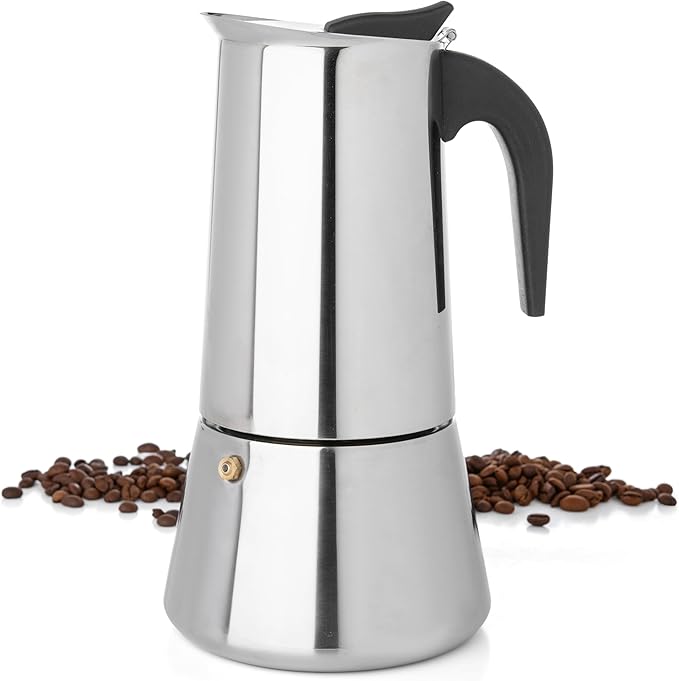 Mixpresso 12 Cup Greca Stovetop Espresso Pot 600ml/20oz, Moka Pot with Coffee Percolator Design, Stainless Steel Stove Top Coffee Maker for Camping or Home Use,Italian Stovetop Espresso Maker