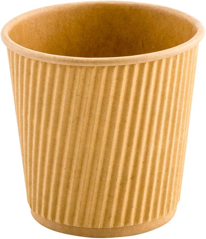 Restaurantware 4 Ounce Ripple Wall Disposable Coffee Cups, 500 Insulated Kraft Paper Tumblers with Rolled Rim Design, Lids Sold Separately for Hot Drinks like Tea, Hot Chocolate and More