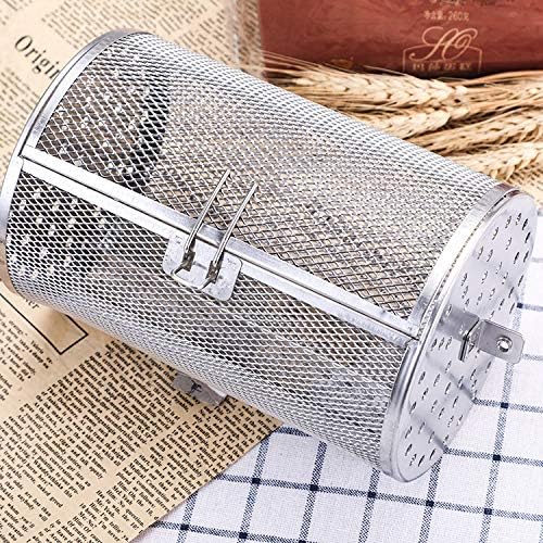 Falytemow Stainless Steel Rotisserie Grill Roaster Drum Oven Basket Oven Roast Baking Rotary for Peanut Dried Nut Coffee Beans BBQ 5.51 x 10.43 inch