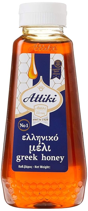Attiki Pure Greek Honey with Thyme, Wild Flowers and Herbs, Perfect for Baking, Cooking, Lemonade and Tea, 9.5 oz (270 grams), Bottle