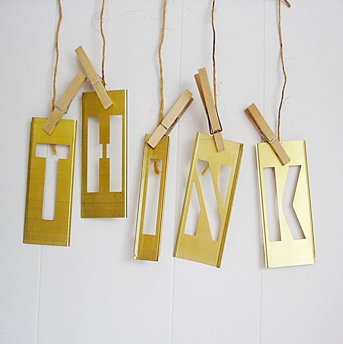 Deezio Brass Stencils Letters and Numbers 2 Inch Interlocking Letter Stencils - 46 Piece Set