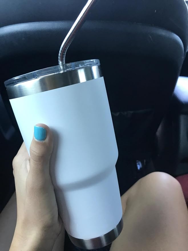 Set of 4 Reusable Metal Straws, Long Stainless Steel Straw with Cleaning Brushes and Case, Drinking for 30 oz and 20 oz Tumblers.
