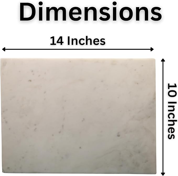 Marble Pastry & Cutting Board – 10x14 Inch Natural Stone Slab with Non-Slip Feet for Dough, Cheese, Baking, Serving, Charcuterie, Trivet – Easy to Clean Gift Tray.