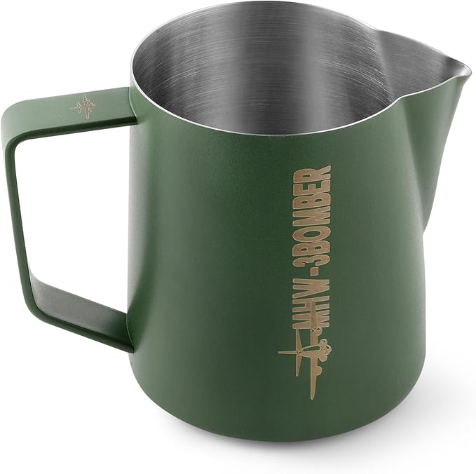 MHW-3BOMBER Milk Frothing Pitcher 16.9oz/500ml Espresso Steaming Pitcher Stainless Steel Frothing Cup Capuccino Latte Art Pitcher, Green P5029-OS