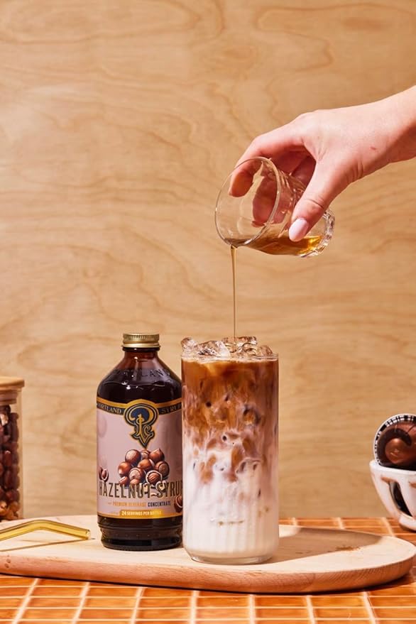 Portland Syrups Hazelnut Syrup – Flavoring for Coffee, Lattes, Cold Brew, Macchiatos, Cocktails, Desserts – Ideal for Drinks & Adding a Hazelnut Touch to Any Beverage – 12 oz, 24 servings (Pack of 1)