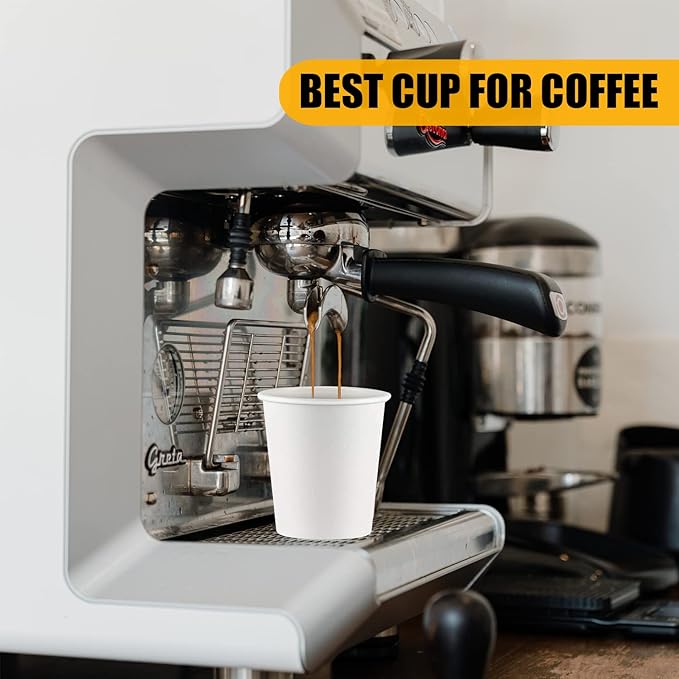 Smygoods White Disposable Paper Coffee Cups with Lids (4 OZ, 50 Count) For Hot Beverages, Tea, Espresso, Cocoa - To Go Drink Containers, Café & Office
