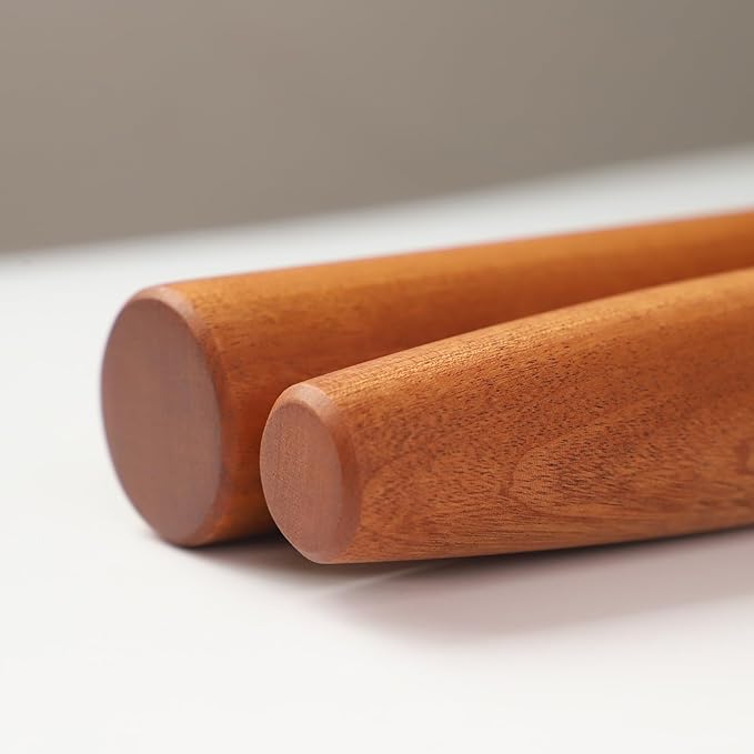 Muso Wood Sapele Wooden Dowel Rolling Pin for Baking,Tapered Roller for Fondant, Pie Crust, Cookie, Pastry (Dowel 17.5inch)