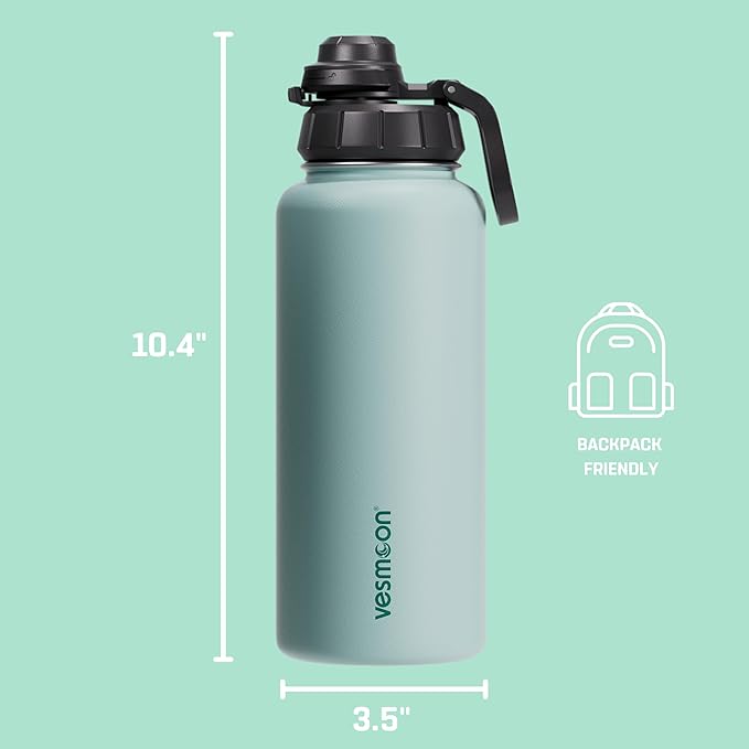 Vessence Tea Infuser Bottle - 32 Oz Insulated Loose Leaf & Fruit Infuser Bottle | Leak Proof with FlowSip Lid