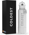 Coldest Insulated Water Bottle with Straw Lid - Stainless Steel Metal Insulated Bottle for Men & Women (Epic White, 40 oz)