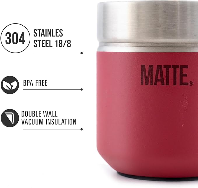Matte 6.5 oz Yerba Mate Gourd and Bombilla Set - Includes DS Pro Box - BPA Free Yerba Mate Set Kit with Mate Straw, Elegant Design, Non-Slip Base (Scarlet)