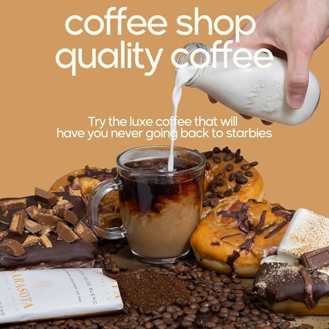 Sarasota Coffee Packs Bulk Ground Packets | Salted Caramel Flavored | Gourmet Gift Sampler | Low Acid Mold Free Individual Single Pot Pouches for 12 Cup Coffee Maker | 1.75 Oz Bags, 100 Count