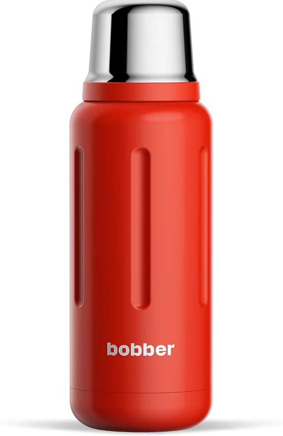 BOBBER 34 oz Stainless Steel Thermos for Tea, Coffee, and Cold Drinks BPA-Free, Dishwasher Safe Vacuum Insulated Water Bottle Keeps Hot for 48 Hours (Red)