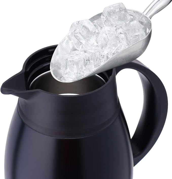 GiNT Stainless Steel Thermal Coffee Carafe, Double Walled Vacuum Water and Beverage Dispenser, 12 Hour Heat Retention, 65 OZ /1.9 Liter Black