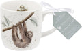 Royal Worcester Wrendale Designs Farmhouse Style Mug, Hanging Around - 14 oz Fine Bone China Mug with Sloth Illustration for Cozy Kitchen Vibes - Floral Drinkware for Daily Comfort