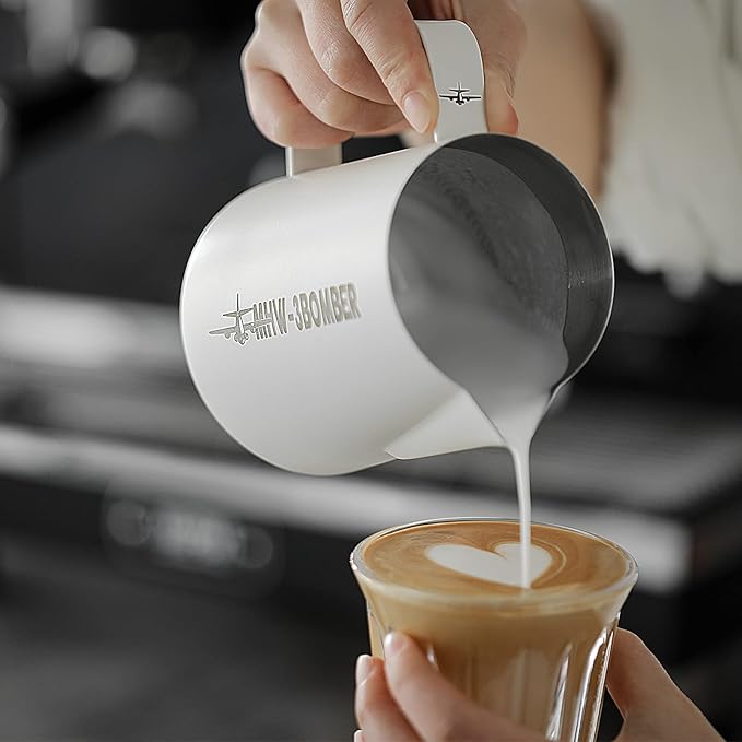 MHW-3BOMBER Milk Frothing Pitcher, 20oz/600ml Milk Frother Cup for Barista, SUS304 Stainless Steel Espresso Steaming Pitchers for Latte Art/Cappuccino/Coffee/Milk, P3013W-OS