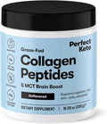 Perfect Keto Collagen Peptides Protein Powder with MCT Oil, Hydrolyzed Collagen, Type I & III Supplement, Gluten Free, Grass Fed, Low Carb, Keto Coffee Creamer, Collagen for Women & Men, Unflavored